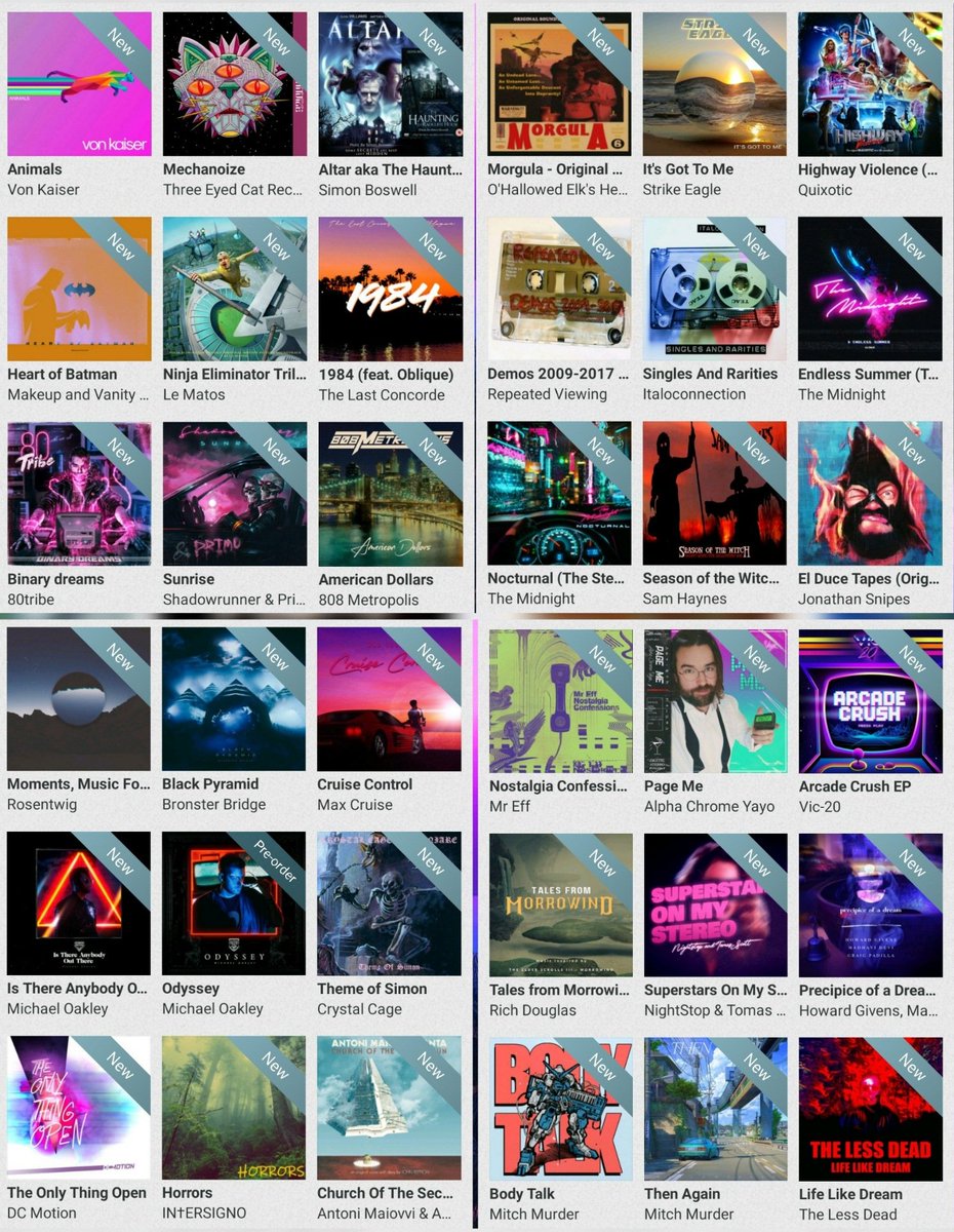 DeathByNeon1's tweet photo. And another crazy bandcamp Friday 😅 digital, vinyl, cassette, and even stems, here are my little list of 72 new releases add... 🙈
@ogresounds @jetfire_prime @MikeTemplar1 @le_matos_ @alphachromeyayo @fullycomposed @gemwave @maiovvi @VonKaiserMusic @TheRosenCorpor1

#synthfam https://t.co/wXJS6uOlcf