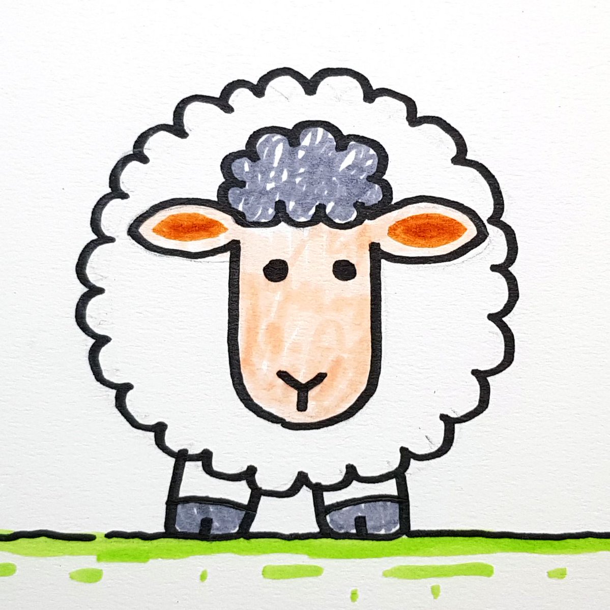 Cómo Dibujar una Oveja Linda en Pasos Sencillos, image size:1199x1200