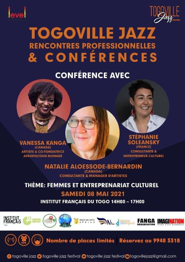 TogovilleJazz's tweet photo. [Togoville Jazz Festival 2021]
Ce samedi 08 mai 2021
Rencontres professionnelles et conférence sur le thème FEMMES ET ENTREPRENEURIAT CULTUREL à 14H

CONCERT : AFIA MALA (Marraine du Festival) &amp; IZEALEDU à 20H

💰 3 000 FCFA, sur réservation
🪑 Réservez par appel au 22 53 58 00. https://t.co/QI8XBJyDjW
