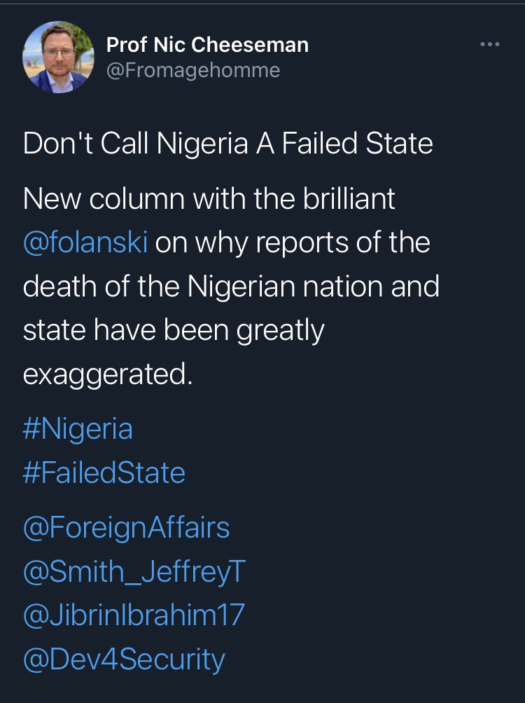 10. Nic Cheeseman, Jude Devermont, John Campbell, alongside APC intelligentsia, are some of the “think tanks” seriously laundering & whitewashing Nigeria’s battered image, at the Chatham House.They are the reason there won’t be any global coalition/action against the Buhari FG.
