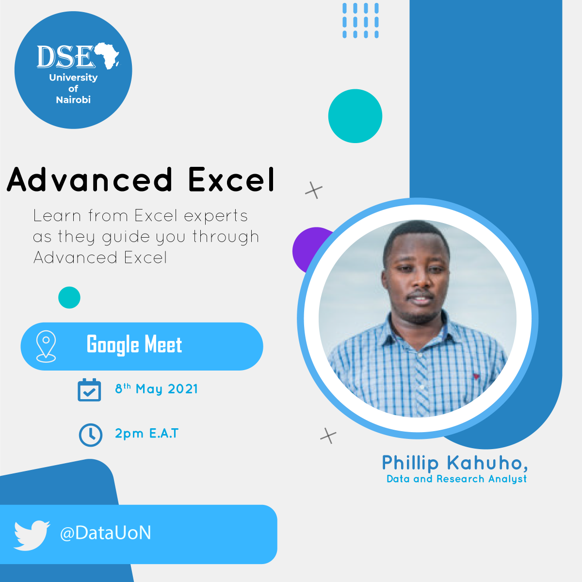Today <a href="/2pm/">Two O'clock</a> E.AT Get your excel sheets ready 
.<a href="/uonbi/">University of Nairobi</a>  .<a href="/uon_maths/">UONMATHEMATICS</a>  .@DataScience_Ea .<a href="/TechMadi/">Winnie Mandela</a>