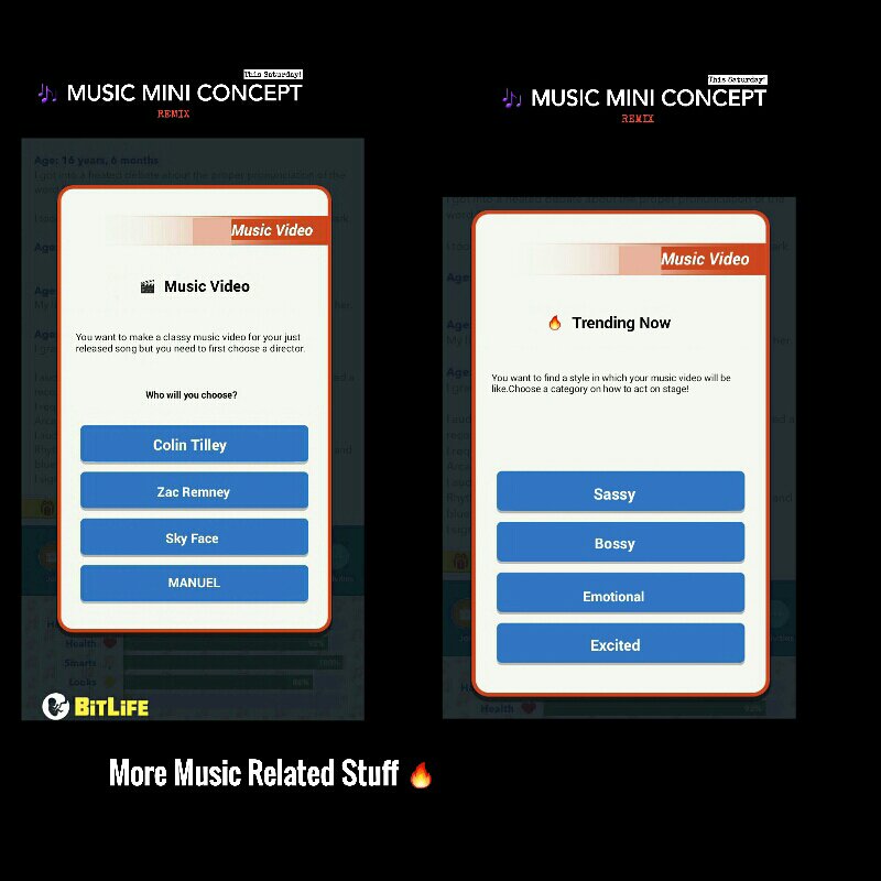 theeankomah's tweet photo. 🎶 Mini Music Concept (Remix)
-Break Records
-Stay on the charts
-See the number of your fans
-Have Commercial Ads
-Plan a world tour!
-Make Music Videos
-Choose how to perform on stage!

Tag @BitLifeApp and Retweet 💙 #BitLife
This is the continuation of my previous concept.💿🔥 https://t.co/JjtODnmlaI
