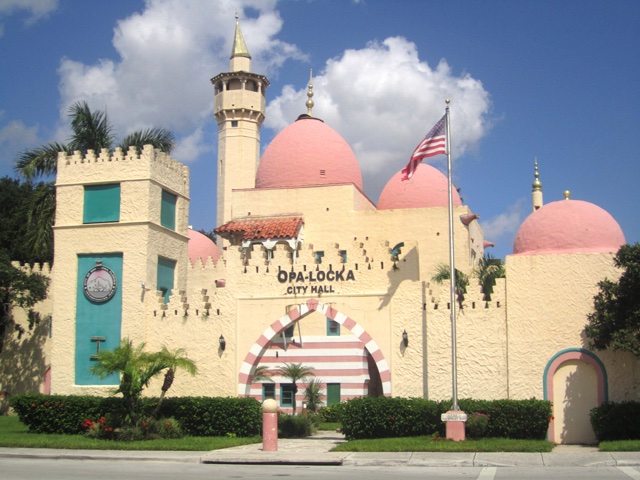 And all of this has been building to the crown jewel of Opa-locka, Curtiss' greatest achievement, a pink domed and turreted marvel of Moorish revival architecture, Opa-locka City Hall!