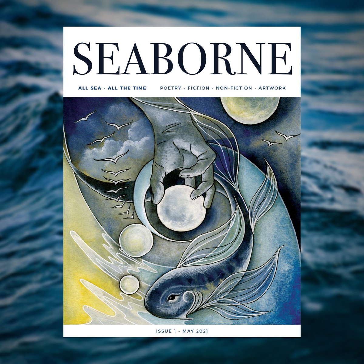 The first look at our first issue, which is OUT 28th MAY! We can’t wait to share over 50 amazing contributions from writers and artists all around the world celebrating the sea in all its forms. Our cover artwork comes from British illustrator Caroline Scamell. #sealovers 🌊💙