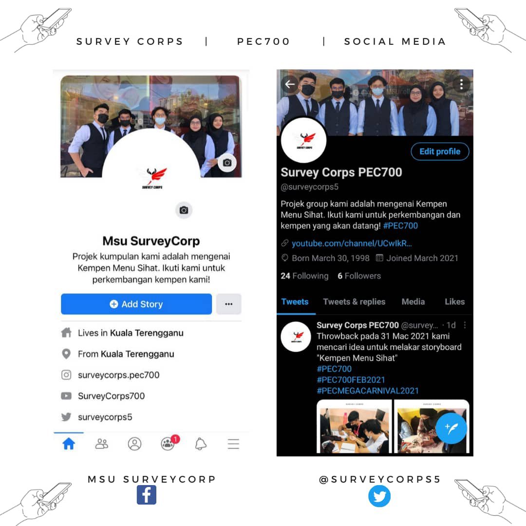 surveycorps5's tweet photo. Ikuti kami do Facebook dan Twitter untuk mengetahui perkembangan "Kempen Menu Sihat" kumpulan kami🙌🏼
#PEC700
#PEC700FEB2021
#PECMEGACARNIVALFEB2021 https://t.co/fvyt0zF7X3