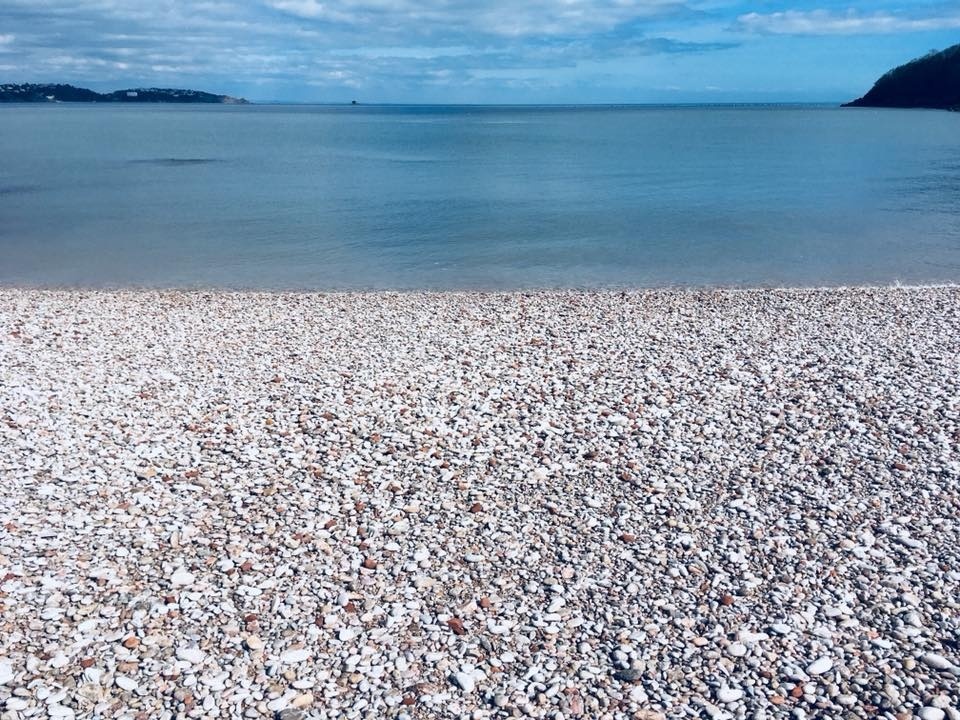 #GeoparkPicOfTheDay The stunning shingle beach at #ElberryCove, between #Paignton and #Brixham. The views from here are extraordinary & it was a favourite swim spot of #AgathaChristie. orlo.uk/GSECD
#englishriviera 
#NaturallyInspiring 
#babbcliffrail
#EscapetheEveryday
