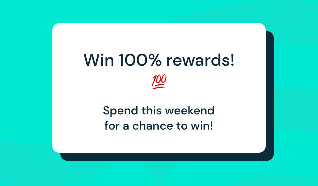 We're feeling extra generous this weekend so we're giving 10 of you the chance to win 100% rewards!

(hint: the more you spend, the more you win 👀)

bit.ly/3b9pWoj