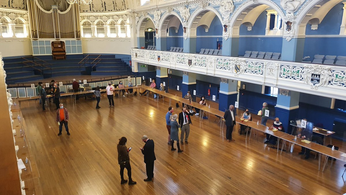 Thr view from the gallery in Oxford Town Hall. Ballot validation took place last night. Vote counting began at 10 and is taking place in three sessions throughout the day