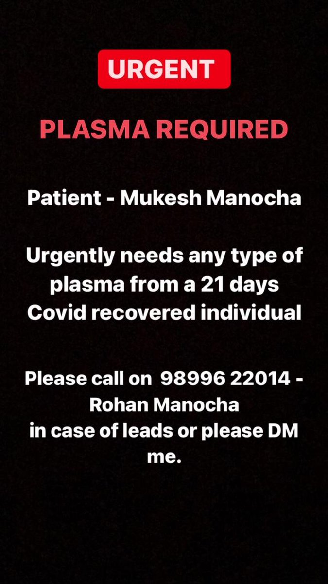 nerd2world's tweet image. This is my chachu. He is admitted in a hospital in Delhi and requires plasma. Please amplify, and share verified leads if you can. The no. below is of my cousin, the patient&apos;s son. @bhatt1619 @srinivasiyc @AdityaRajKaul