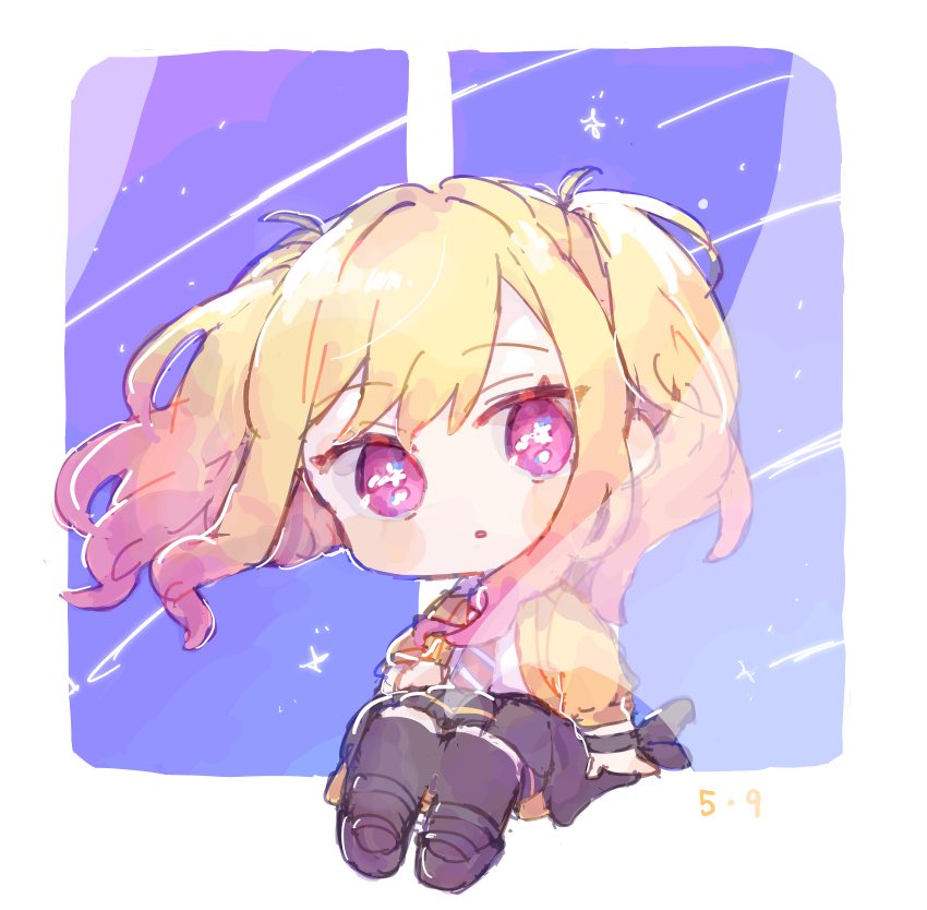 solo chibi blonde hair 1girl jacket skirt twintails  illustration images