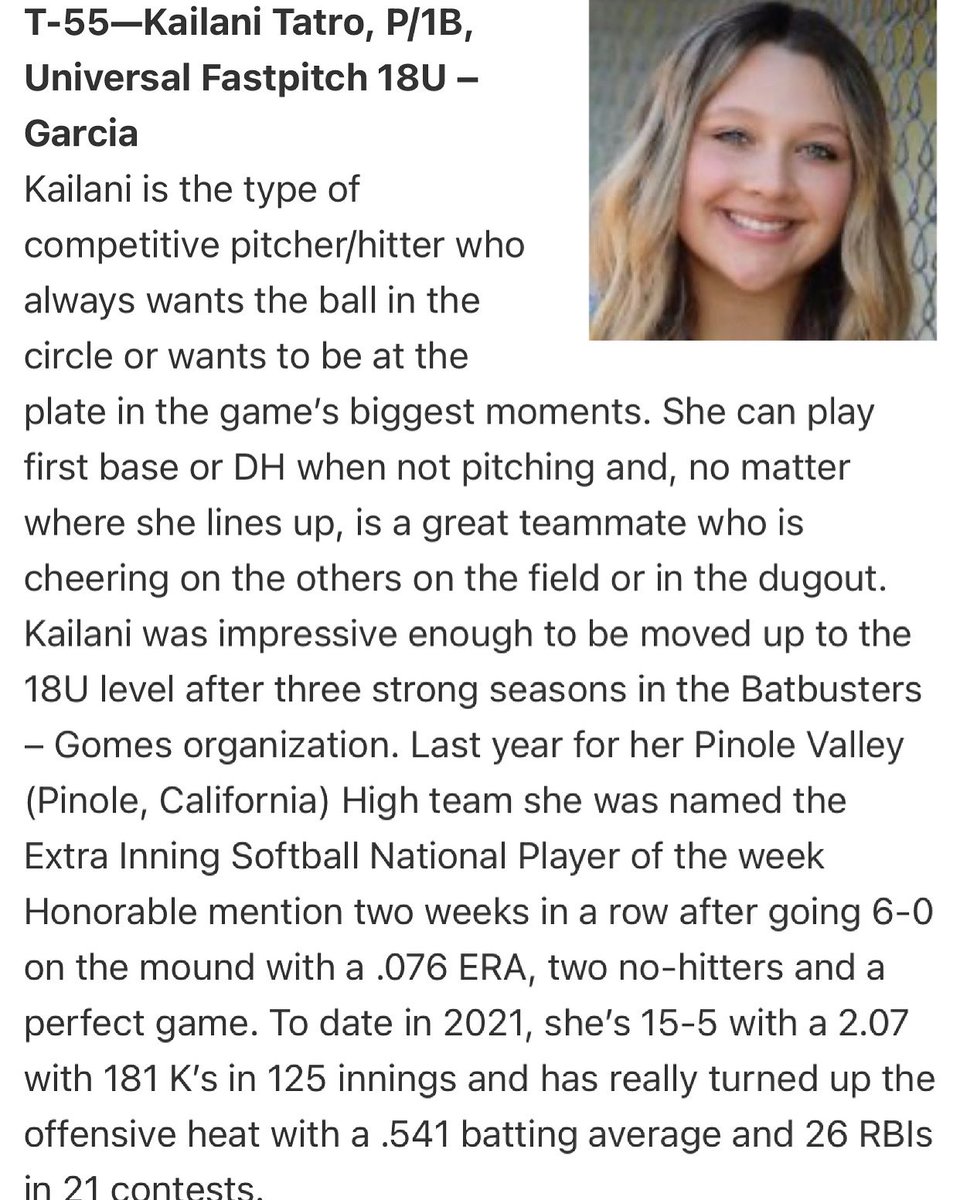 Thank you <a href="/ExtraInningSB/">EXTRA INNING SOFTBALL</a> and @Los_Stuff for the recognition in the 2023 class too 100....I really appreciate all the love and support from you guys .....im honored <a href="/UFP_18u_Garcia/">Universal Fastpitch Garcia 18G</a> <a href="/ufp_theu/">Universal Fastpitch</a>