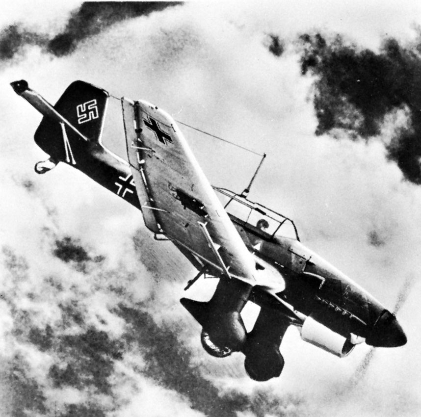 The German dive bombers would then target strongpoints in an effort to thwart deep attacks against their own Panzer (tank) forces. The dive bombers were kind of acting like mobile heavy artillery.