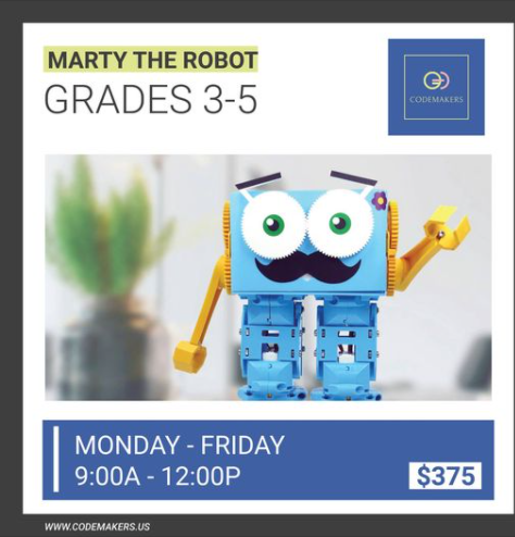 CodemakersCamp's tweet image. In our workshops, younger learners (Grades 3-5) explore the logical structures of programming and gradually move from drag-and-drop in Scratch to basic coding in Python with their fun and engaging teachers.🤖😍 #martytherobot #TeacherAppreciationDay