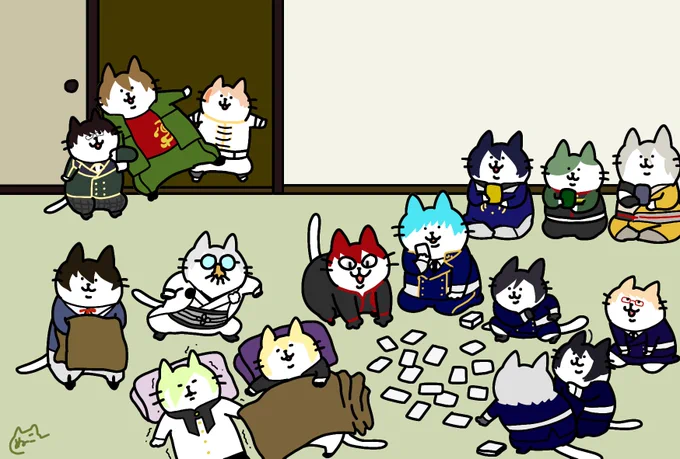 #引用RTで絵をあげて5人指名してバトンでお気に入りの絵を載せる

カドさんからバトンいただきました!
ありがたき幸せ🐈🐈🐈
猫刀剣男士わさわさ… https://t.co/KmHyUClIyC 
