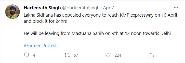 Not only this Harteerath Singh supports farmers protest but also abuses PM Modi relentlessly. Look how he supports blocking of roads and gheraoing of city.Notice the "Bhakt" jibe in the 3rd ss.