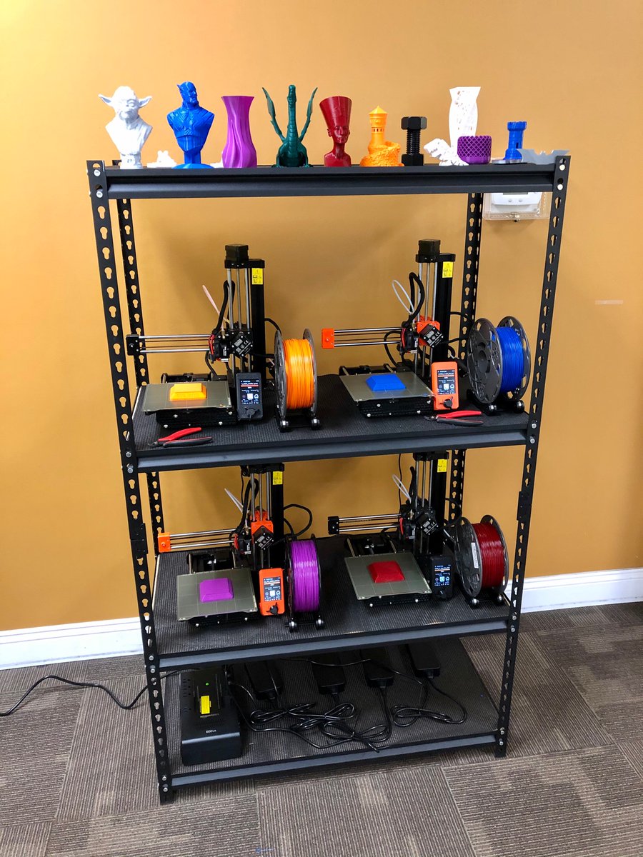 This morning I noticed our <a href="/Prusa3D/">Prusa3D</a> mini shelf is a close match to the pac-man ghosts. Time to name the minis Inky, Pinky, Blinky, and Clyde. Anyone else name their #3dprinter ?