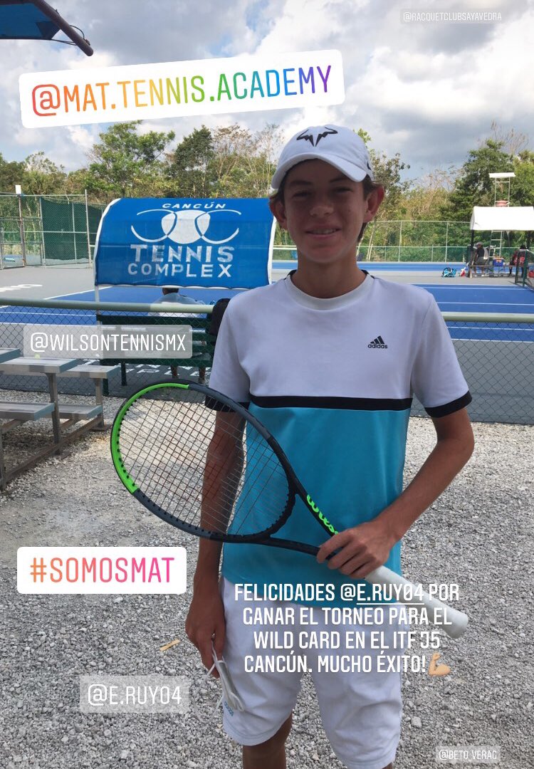 MATennisAcademy's tweet photo. Felicidades Ernesto Ruy @e.ruy04 por ganar el Torneo para el Wild Card para el Main Draw del ITF J5 Cancún por segunda vez. A seguir!💪🏼 #SomosMAT https://t.co/I8QMb1Wor4
