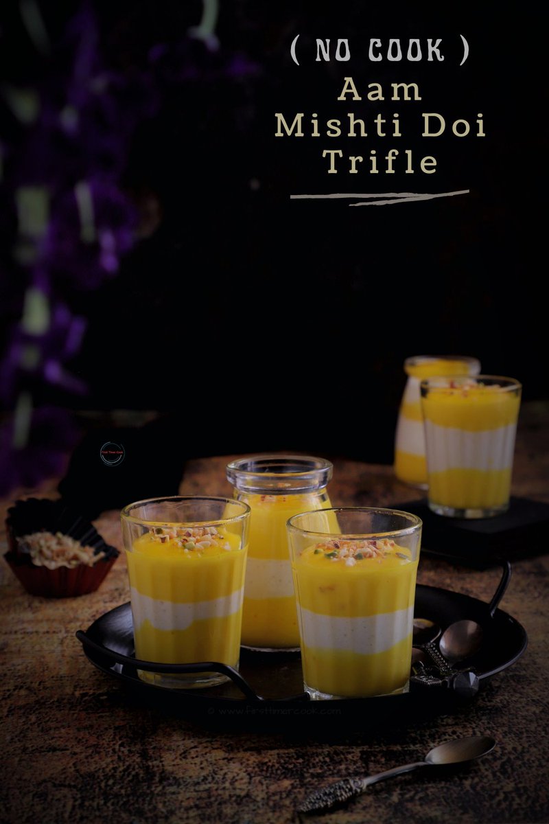 firsttimercook's tweet photo. #AamMishtiDoiTrifle - a twisted version of the much popular Bengali sweet Mishti Doi
Recipe https://t.co/eMf0Yc5ZcA
#firsttimercook #Trifle #nocookdessert #Bengali #vegetarian #vegetarianrecipes #summertime #summerdessert   #mangoseason #bengalifood #mishtidoi #fusiondessert https://t.co/NmYaGQiQDh