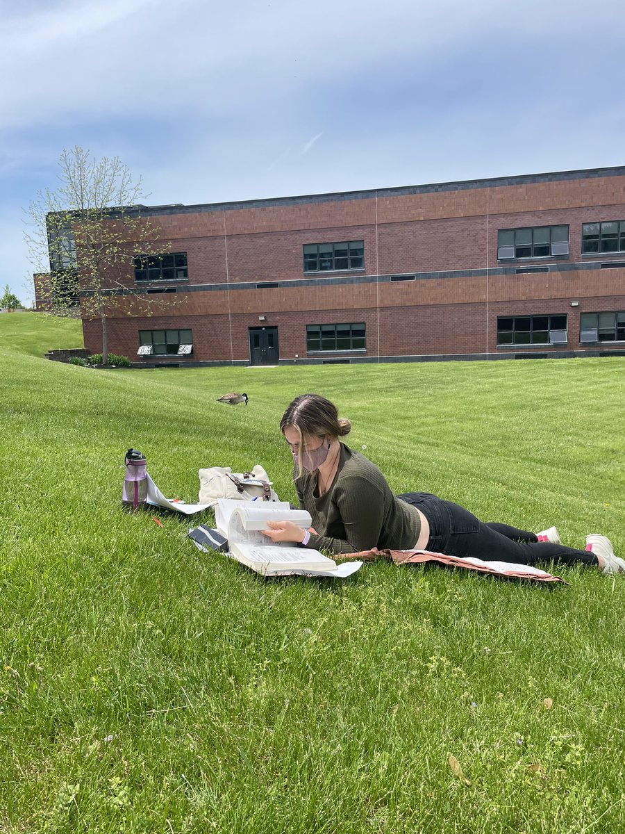 Ally’s working hard on Electricity and Magnetism Exam Prep 💪🏻🧠! She’s not just chillin outside silly goose 😂🤓🦆