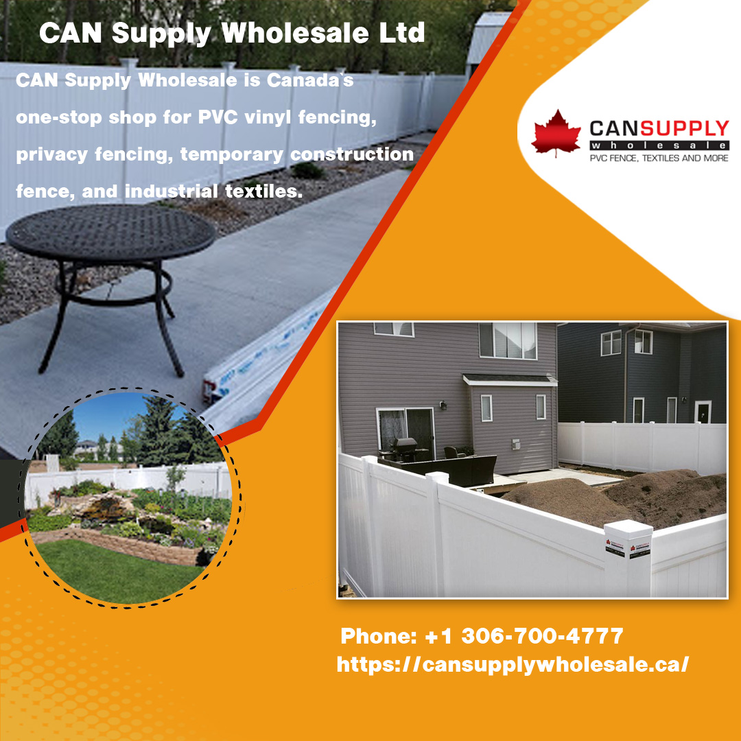can_supply's tweet image. CAN Supply Wholesale is Canada’s one-stop shop for #PVCvinylfencing, #privacyfencing, temporary construction fence, and industrial textiles. Our privacy fence solutions are attractive, modern, and durable, boosting your home’s value and improving the aesthetic of your property.