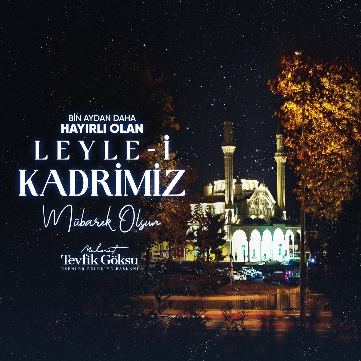 Kitabımız Kur'an-ı Kerim'in nazil olduğu ve Rabbimizin bin aydan daha hayırlı olarak müjdelediği mübarek Leyle-i Kadrimizin İslam alemi ve tüm insanlık için hayırlar getirmesini Yüce Allah'tan niyaz ediyorum. #KadirGecesi