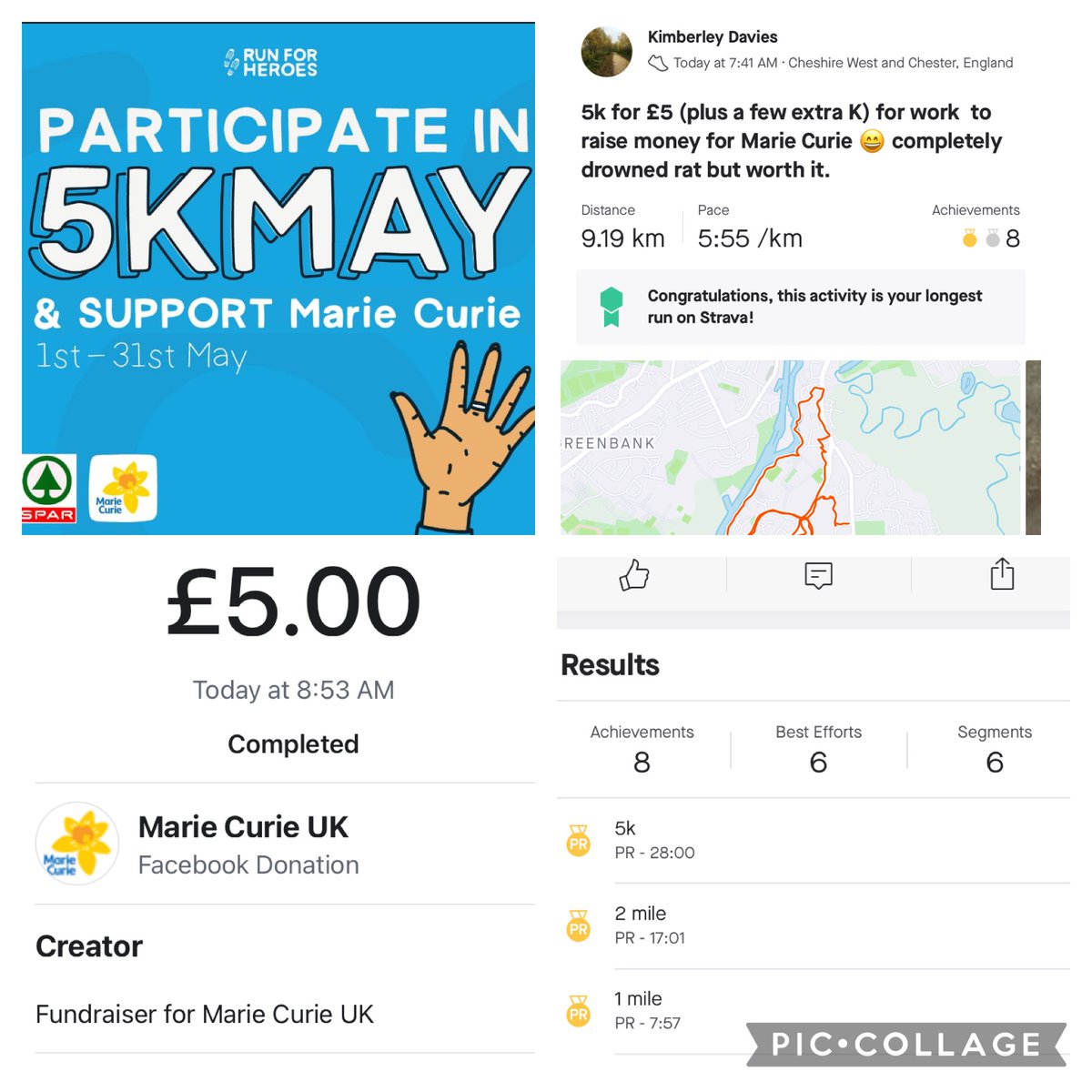kim69dav's tweet photo. Super proud of this run. Honoured to be one of the members of staff of @SPARDSAP  @SPARintheUK that is running to help raise money for @mariecurieuk . This ended up being my toughest but best run in torrential rain 👏👌 https://t.co/UiC7ysGxEj
