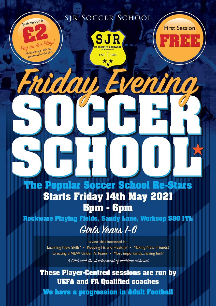Girls Soccer School. Starts this Friday. Years 1 to 6. Any other information required please contact us. Looking forward to seeing you all.