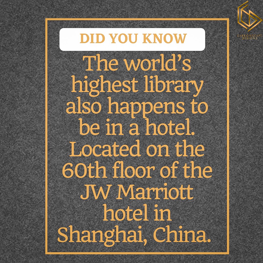 carbonscape_'s tweet photo. What do you know about the world’s highest library?

Did you know it is situated in a hotel?

Send us a message @carbonscape_ 

#interiors #interiors4all #dailyinterior
#carbonscapedesign #csdesign #csdecorideas #cshomedecor #interiorinspo #dailyinstainspo #inspiration #homedecor https://t.co/khDu77bl64