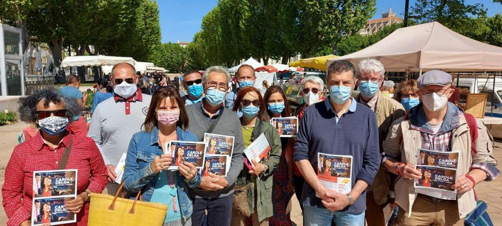 La_REC_'s tweet photo. ☀️Ce matin les équipes de l’@OccEnCommun étaient à votre rencontre à #Toulouse #Narbonne #Albi #Montauban et partout dans en #Occitanie pour présenter le mouvement solidaire, écologiste &amp; citoyen autour de @CaroleDelga aux élections régionales des 20 et 27 juin ! #AvecCaroleDelga https://t.co/Iu2a2kTQg7