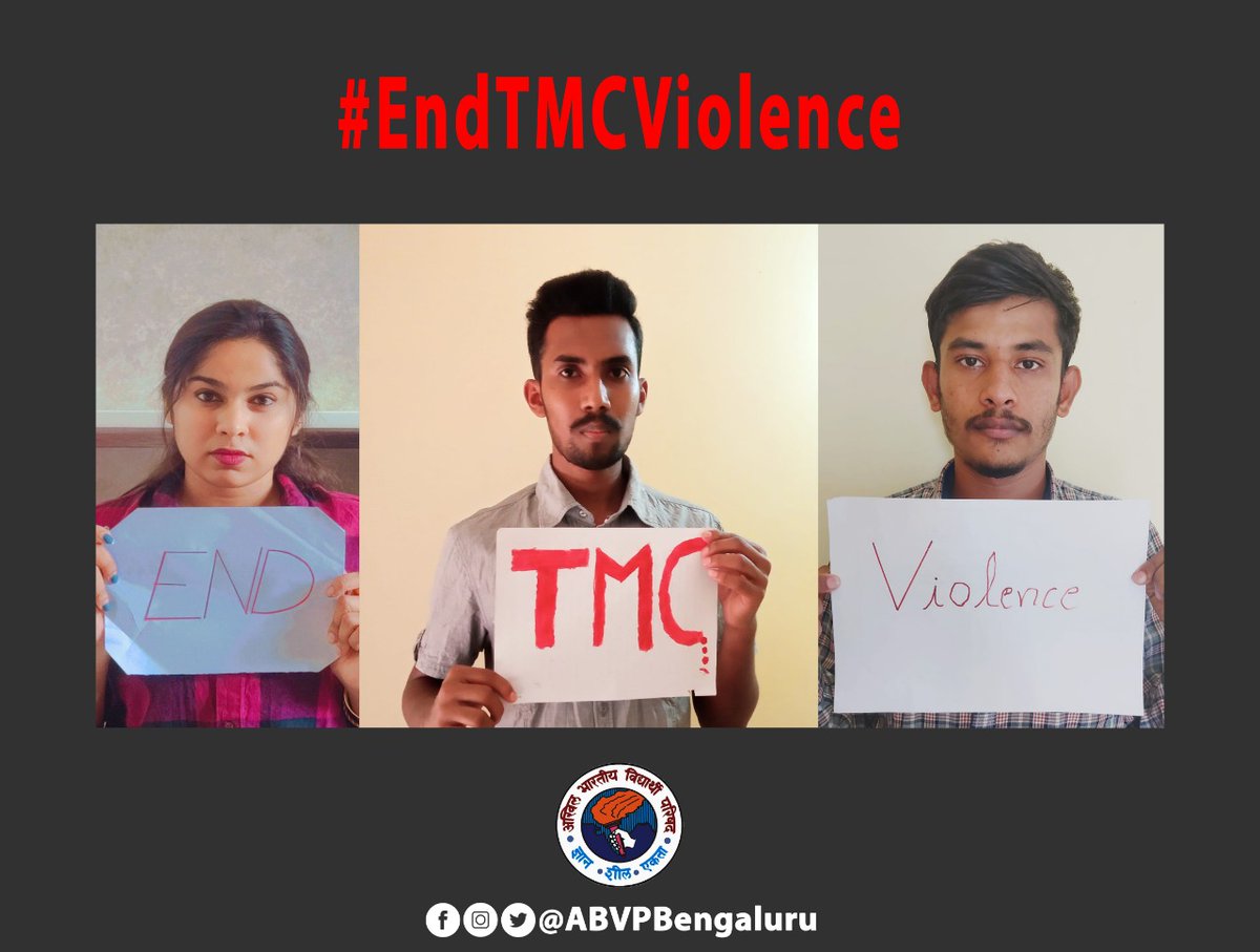 SunilBhatM's tweet photo. @ABVP offices being attacked karyakarthas being assaulted by #TMC Goons violence both pre and post elections show how #MamtaBanerjee is incapable to control her own party workers so #EndTMCViolence and bring stable administration in Bengal https://t.co/nn84FdzgTP