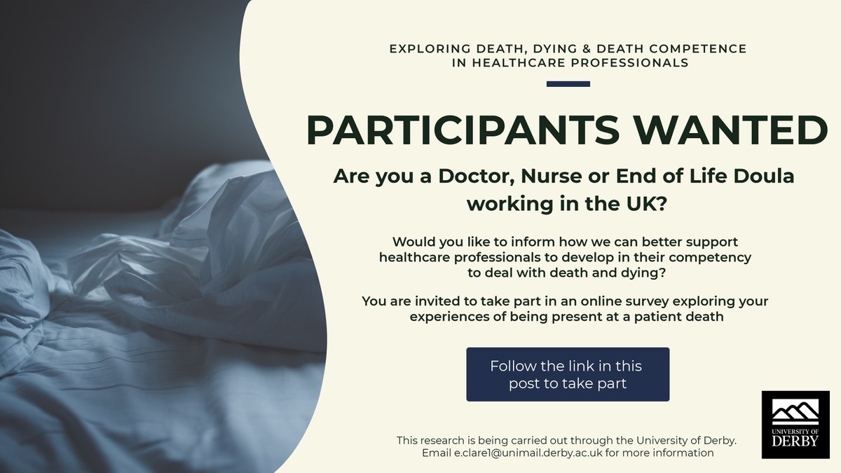 EmmaCClare's tweet photo. A soggy Saturday here! If you are stuck inside, and work as a Nurse or Doctor in the UK, please take part in my online study exploring your experience of being with patients at the end of life. Your time (and RTs) are much appreciated! #MedTwitter Survey: https://t.co/2rAdtCAHJB https://t.co/X6JqSl8hlX