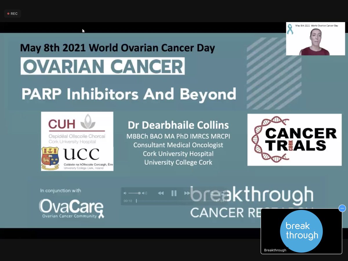 Thank you @BreakthroCancer @orlabdolan @Shotoole81 @Dcollinsflynn & the amazing & inspiring Anne Herlihy, for a fantastic presentation and discussion of role of PARP inhibitors to mark #WorldOvarianCancerDay #tealights