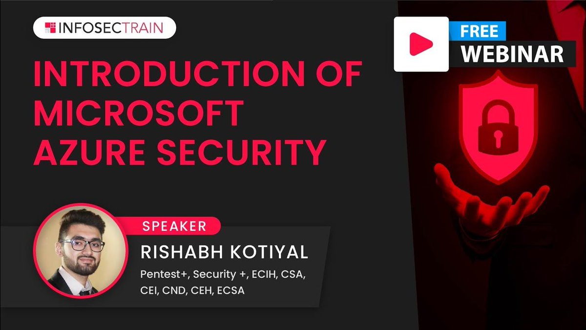 Infosec_Train's tweet image. Introduction of Microsoft Azure Security | What is AZ-500? | How to prepare for Azure Security

Watch now: buff.ly/3hefDmG
#AzureTutorial #az500 #cloudtraining #azure #cloud #aws #cloudcomputing #microsoft #devops #linux #cybersecurity #it  #security #training