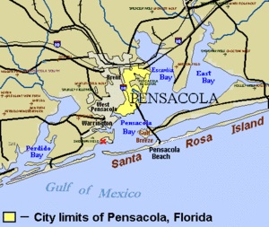 To take Pensacola, it was necessary to overcome the crossfire from coastal batteries and rifle fire from loopholes in the forward defence positions on Santa Rosa Island, which closes the bay, and in a fort across the channel.