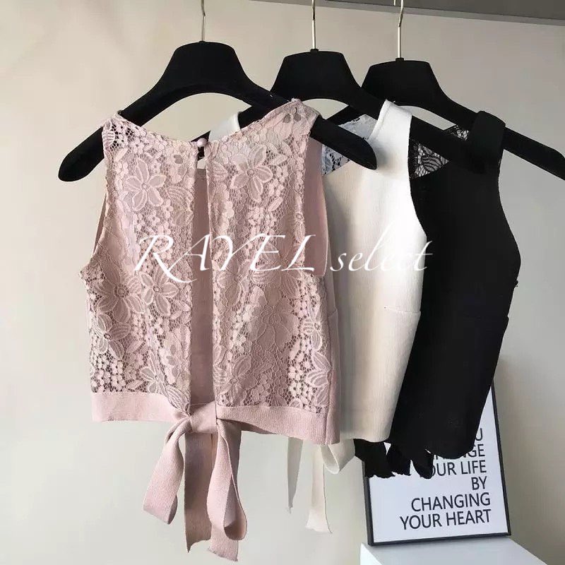 rayelselect's tweet photo. Back lace knit

color：APRICOT/WHITE/BLACK/PINK/BRICK RED

size:バスト76〜84cm長さ34cm

 トップのURLから購入頂けます🥰  #RAYEL #セレクトショップ #レイエルセレクトショップ #トップス #ワンピース #韓国ファッション #韓国 #アクセサリー #お洒落さんと繋がりたい #春服 #置き画倶楽部 https://t.co/qsNOxHNSnr