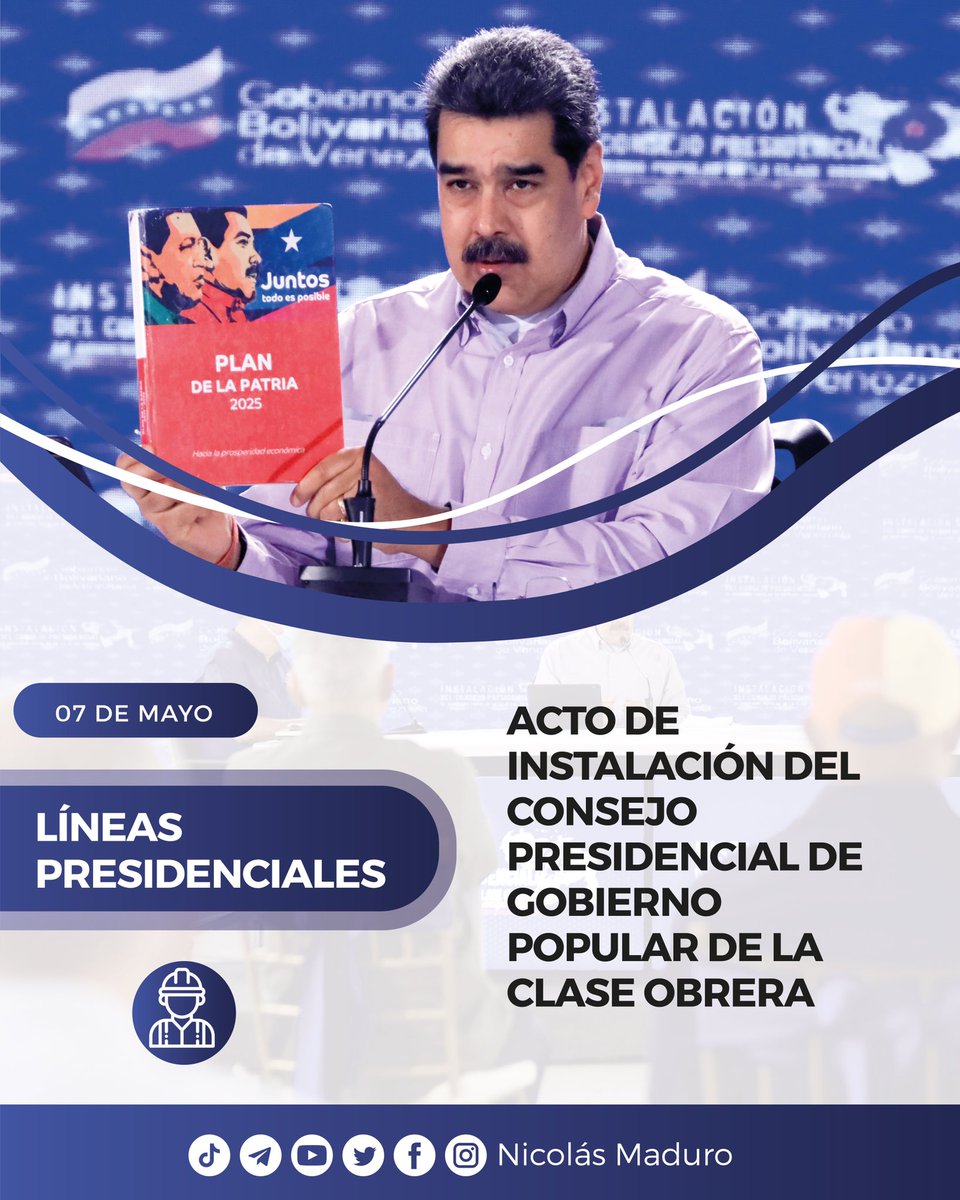 CarnetDLaPatria's tweet photo. #DeInterés || Pdte. @NicolasMaduro: Las #LíneasPresidenciales son para que las multipliques, llevarlas a las fábricas, instituciones, al campo, hazle saber al mundo como brilla la Revolución Obrera.

Carnet de la patria #LuchemosContraElVirus #7May https://t.co/yDbOEMcDbc