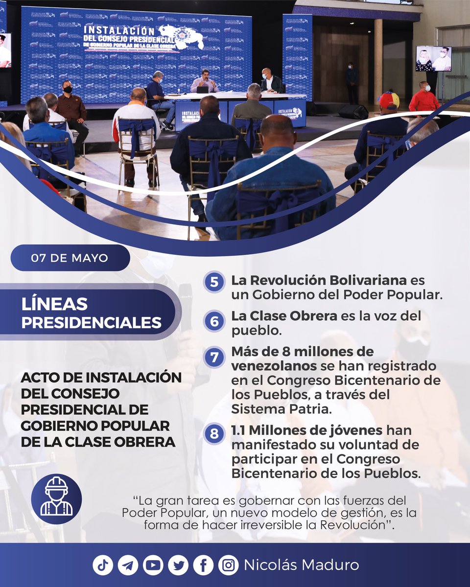 CarnetDLaPatria's tweet photo. #DeInterés || Pdte. @NicolasMaduro: Las #LíneasPresidenciales son para que las multipliques, llevarlas a las fábricas, instituciones, al campo, hazle saber al mundo como brilla la Revolución Obrera.

Carnet de la patria #LuchemosContraElVirus #7May https://t.co/yDbOEMcDbc