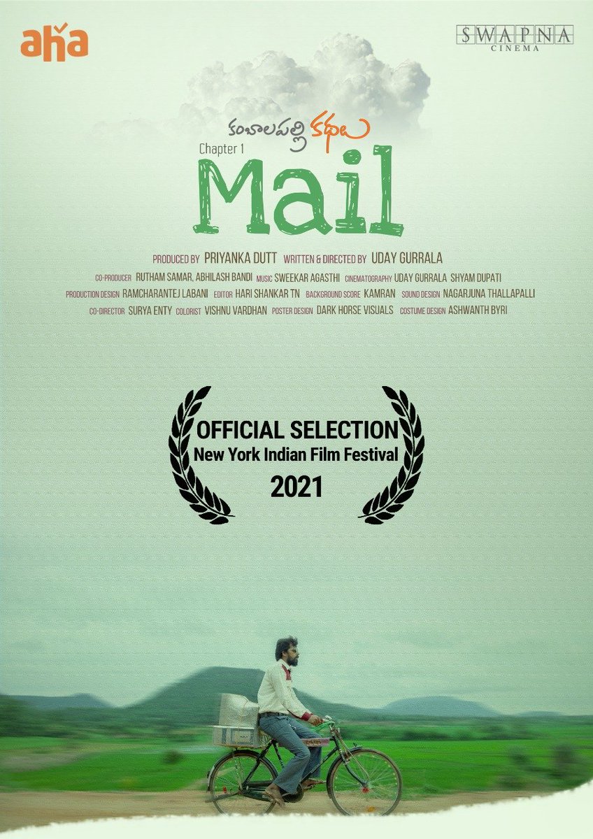 This exciting #Mail just got delivered!
Your much loved film has been officially selected for the New York Indian Film Festival, starting June 4, 2021.

#KambalapallyKathalu #MailOnAHA 

@priyadarshi_i @HarshithReddyM @SwapnaDuttCh
#PriyankaDutt @SwapnaCinema @ahavideoIN