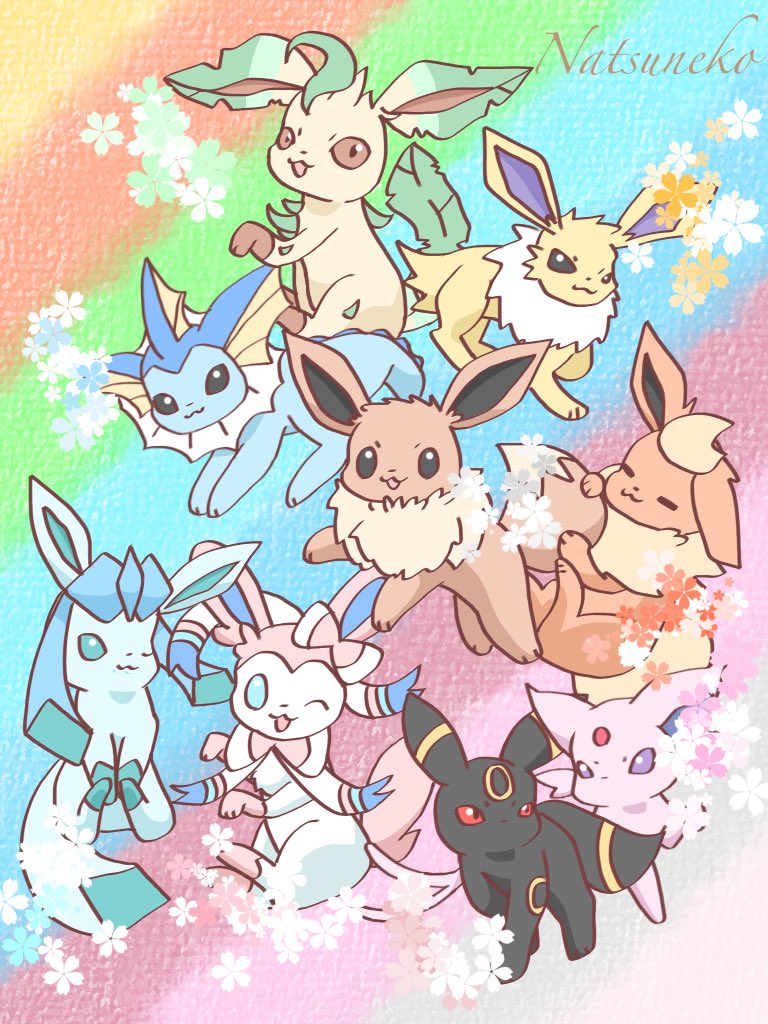 ポケモン ここ1枚に一気に描いたブイズ ブイズ ポケモン Pokemon 皇なつねこ ポケ絵師 のイラスト