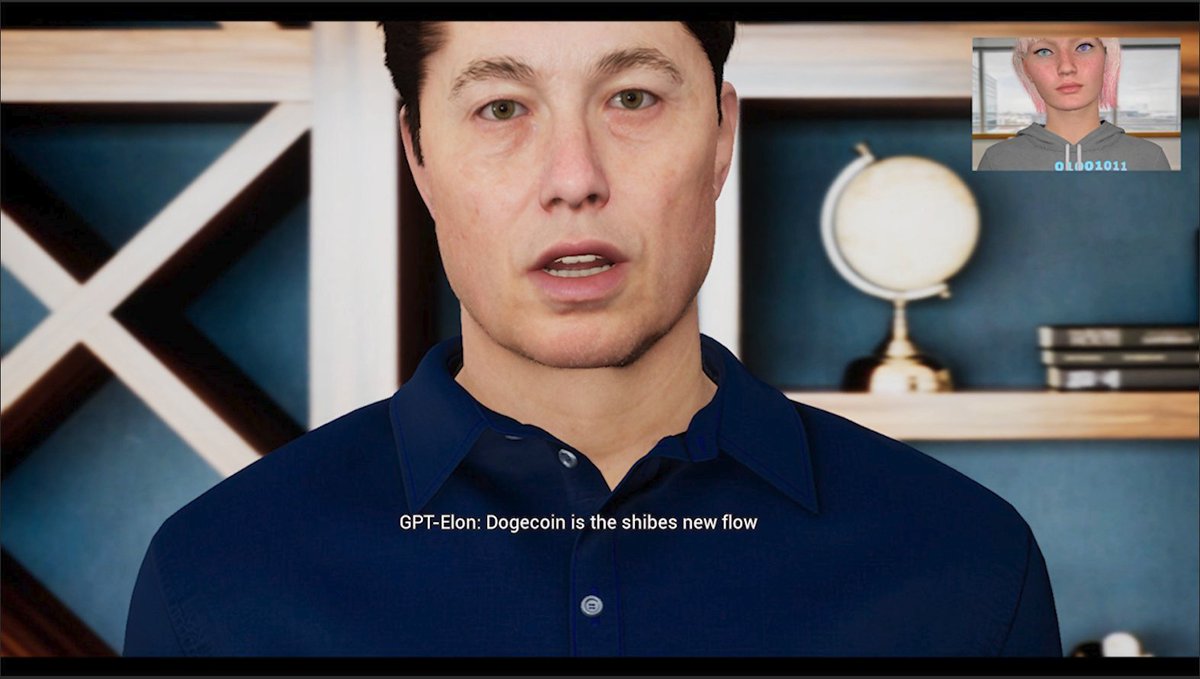 As <a href="/elonmusk/">Elon Musk</a> is hosting #snl later tonight, we asked GPT-3 to write Elon Musk's opening monologue and then @AibotKuki and GPT-Elon sat down for a chat. 

GPT-3 Elon told Kuki that #dogecoin is the "shibes new flow" 😁

#metahuman 

twitch.tv/kuki_ai