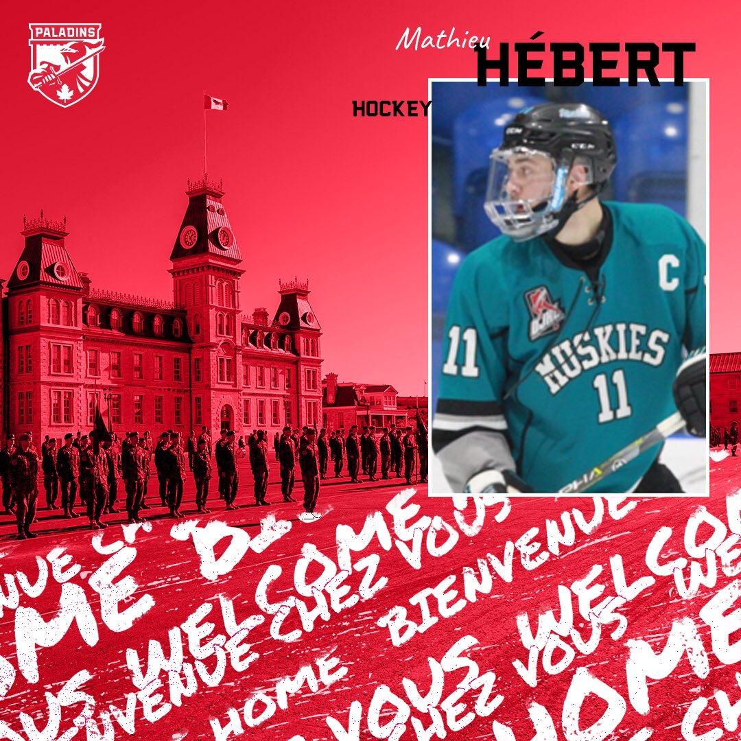 RMC Paladins CMR (@rmcpaladins) on Twitter photo Mathieu Hébert, welcome to RMC... welcome home!
Bienvenue au CMR... bienvenue chez vous!
🏠 Montréal, QC
🏒 <a href="/LindsayMuskies/">Lindsay Jr. A Muskies</a>, defence / défense
🏫 École Secondaire de L’Odyssée
🎓 Engineering / Génie
⚔️⚓✈️: <a href="/RCAF_ARC/">Royal Canadian Air Force</a> / <a href="/ARC_RCAF/">Aviation royale canadienne</a> Mathieu Hébert, welcome to RMC... welcome home!
Bienvenue au CMR... bienvenue chez vous!
🏠 Montréal, QC
🏒 <a href="/LindsayMuskies/">Lindsay Jr. A Muskies</a>, defence / défense
🏫 École Secondaire de L’Odyssée
🎓 Engineering / Génie
⚔️⚓✈️: <a href="/RCAF_ARC/">Royal Canadian Air Force</a> / <a href="/ARC_RCAF/">Aviation royale canadienne</a>