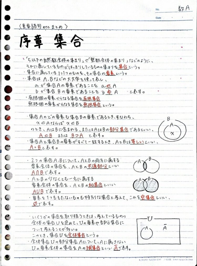 Clearnote 勉強ノートまとめ On Twitter 最近韓国海苔にハマりました 笑 今日紹介するノート Helloverさん 数aテ対 集合 場合の数と確率まとめ そろそろ定期テスト対策始める頃ですかね ぜひ活用してください 数学 数i 数a 勉強 勉強垢 勉強垢さん