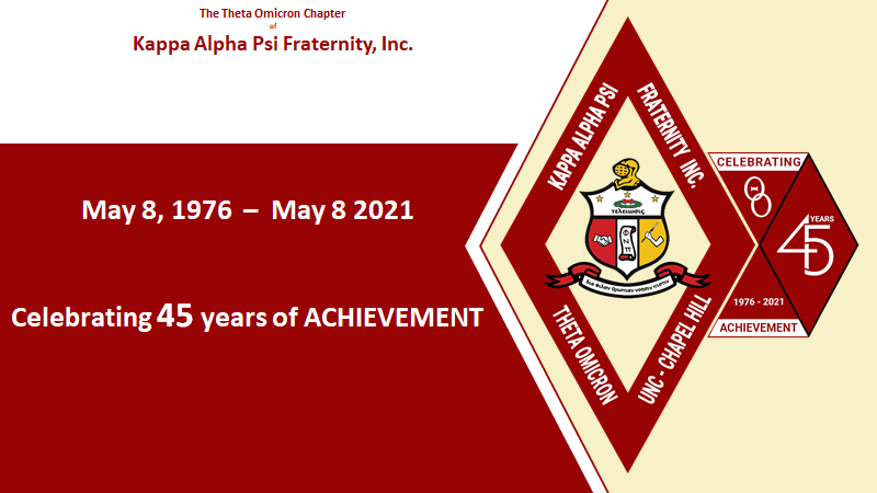 The Theta Omicron of Kappa Alpha Psi is celebrating 45 years of Achievement in Every Field of Human Endeavor today!!!   -TOF  #May8th1976 #ThetaOmicronChapter #Charter #ϴΟ <a href="/UNC/">The University of North Carolina at Chapel Hill</a>Nupes @KAPsi1911 @UNC #ΚΑΨ #Brothers #ΦΝΠ