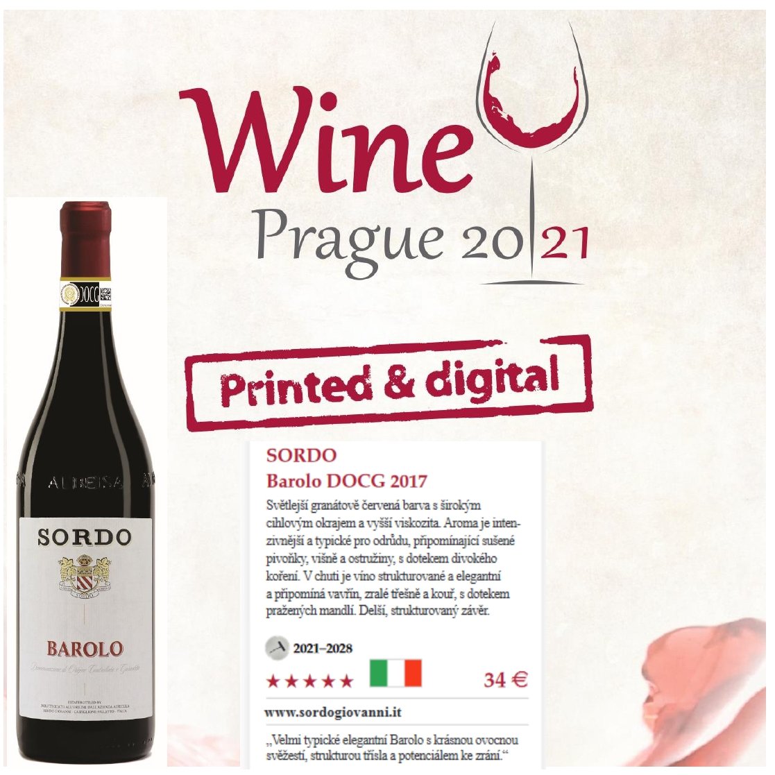 ⭐️⭐️⭐️⭐️⭐️Wine Prague 2021 Printed & Digital 🇮🇹 Anche da Praga riceviamo la massima valutazione per il #Sordo #Barolo docg 2017.