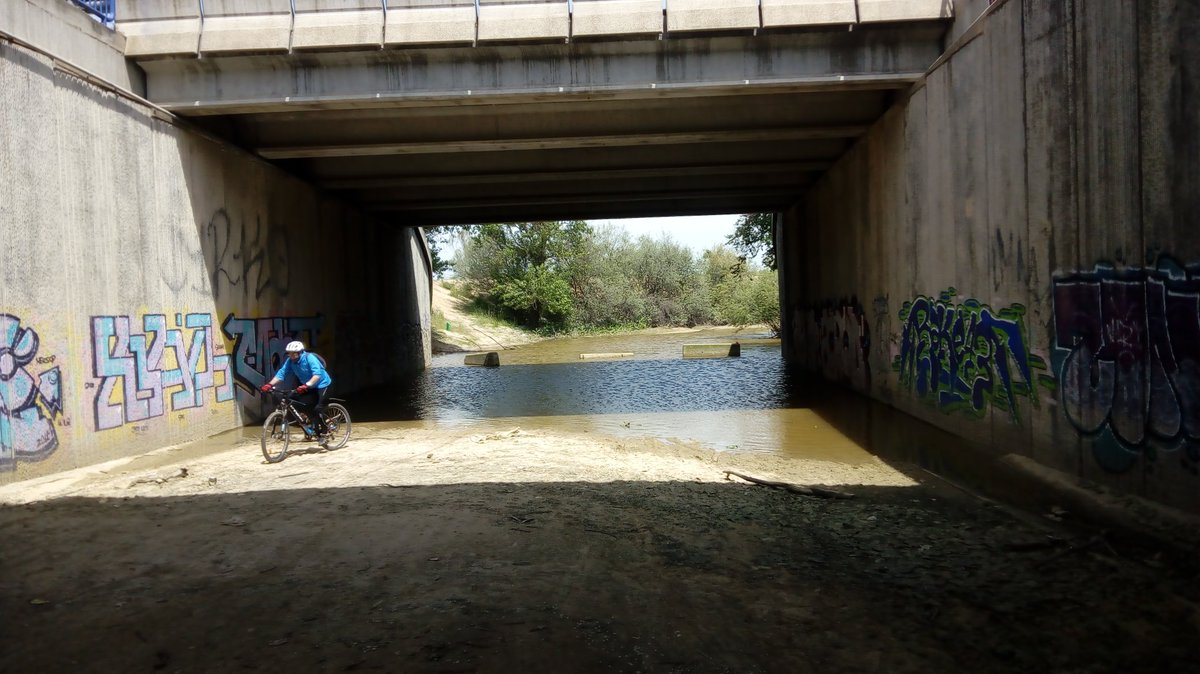 CorredorEcoSur's tweet image. 📣 Increíblemente, la balsa bajo el puente de la M40 que corta la Cañada Real de Madrid, pervive después de más de un mes sin lluvia ante de la dejadez de la Comunidad de Madrid
