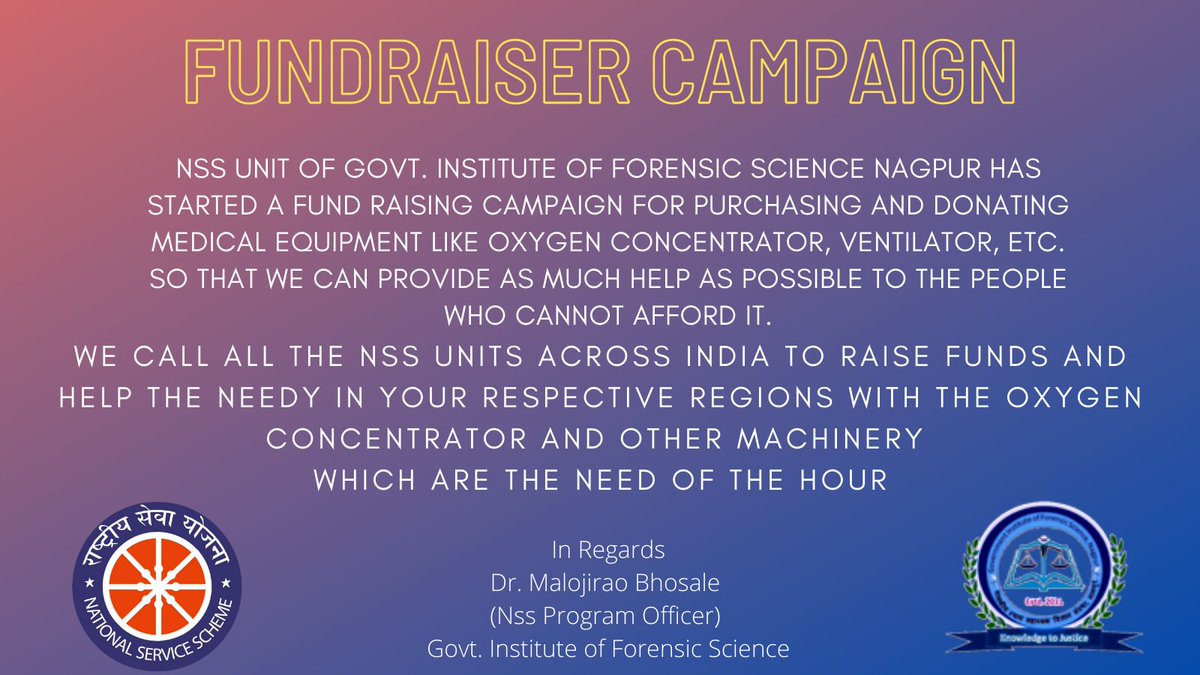 PurwajaG's tweet image. @YASMinistry
@_NSSIndia
@NyksIndia
@KirenRijiju
@narendramodi
@amitshah
@SonuSood
@abhiandniyu

 #TogetherWeCan #Unite2FightCorona #WeCanWeWill #Youth4India
#NagpurForensic
#ForensicAgainstCovid