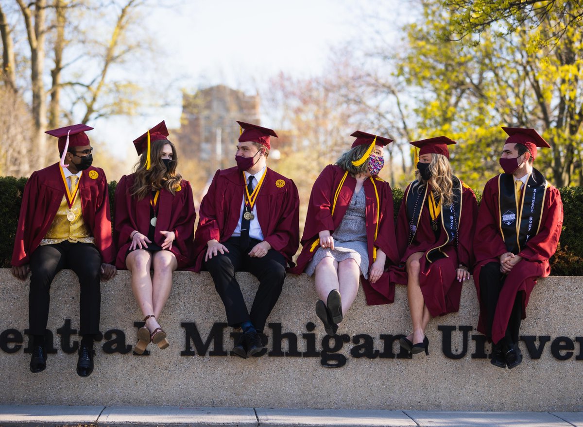 Commencement ceremonies continue today:

9 am: College of the Arts and Media
12:30 pm: College of Business Administration
4 pm: College of Education and Human Services
7:30 pm: The Herbert H. and Grace A. Dow College of Health Professions

Livestream at cmich.ly/33C0SSV