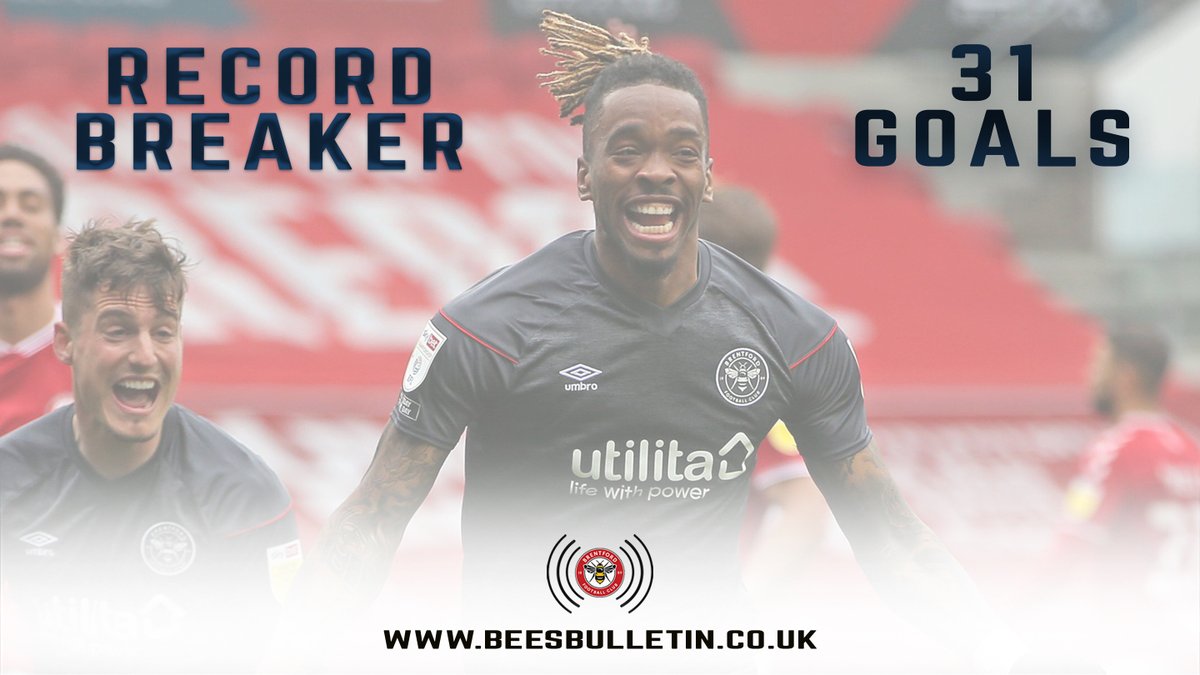beesbulletin's tweet photo. A new league record by @ivantoney24 to close out the regular season as we beat @BristolCity 3-1. #BrentfordFC #BRCBRE https://t.co/qiNOkeBXfx