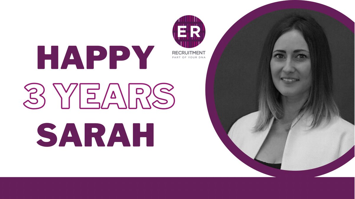 ERRECRUITMENT1's tweet photo. Sarah Knight has been an integral part of Team ER for 3 years! We love having you on board Sarah 😃 #PartOfOurDNA 💜 https://t.co/eY4jnbcX0m