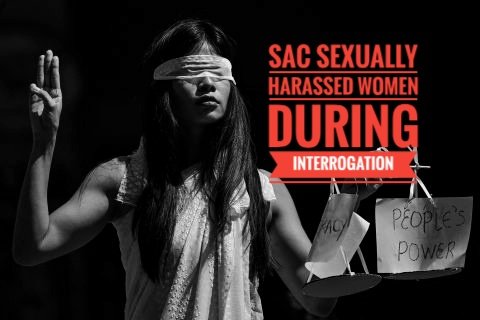 MilkTeaAllyMM's tweet photo. Thread #1: 
Testimonials: 𝗦𝗔𝗖 𝘀𝗲𝘅𝘂𝗮𝗹𝗹𝘆 𝗵𝗮𝗿𝗮𝘀𝘀𝗲𝗱 women detainees during interrogation
They physically and sexually assaulted, swore, and leered at women who were interrogated for protesting. DVB News reported.

#WhatsHappeningInMyanmar 
#MilkTeaAlliance https://t.co/mxPs4WBlax